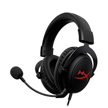 HyperX Cloud Core Fone de ouvido para jogos, para PC, som surround 7.1, almofadas auriculares de espuma viscoelástica, armação de alumínio durável, microfone removível com cancelamento de ruído, Preto