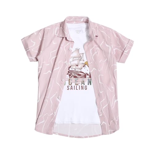 Image of CAVIO Boys Printed Shirt and T-Shirt Regular Fit Casual Half Sleeve