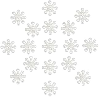 LYPER 100 Pcs Snowflake Artificial Flatback Pearl Beads Resin Crafting Snowflake Pearl Decorations Chic Resin Flatbacks DIY Craft Cardmaking Embellishments Winter Christmas Holiday Party Decorations