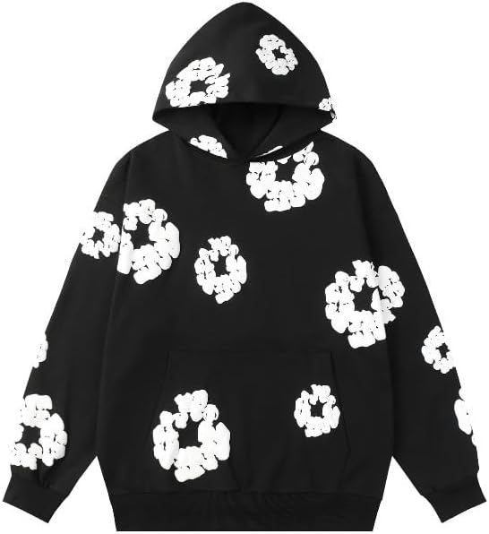 Y2K Men's and Women's foam Printed Hooded Sweatpants Two piece Couple Pullover Top Jogging Pants Set