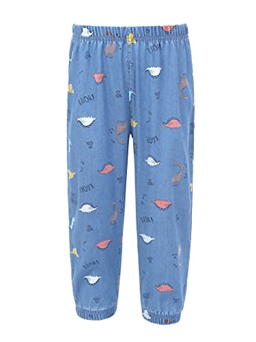 TTAO Unisex Kids Girls Boys Summer Long Harem Jeans Sports Gym Joggers Fashion Printed Pants Casual Dailywear Blue 5-6
