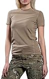 281Z Womens Military Stretch Cotton Underwear T-Shirt - Tactical Hiking Outdoor - Punisher Combat Line (Tan, Small)