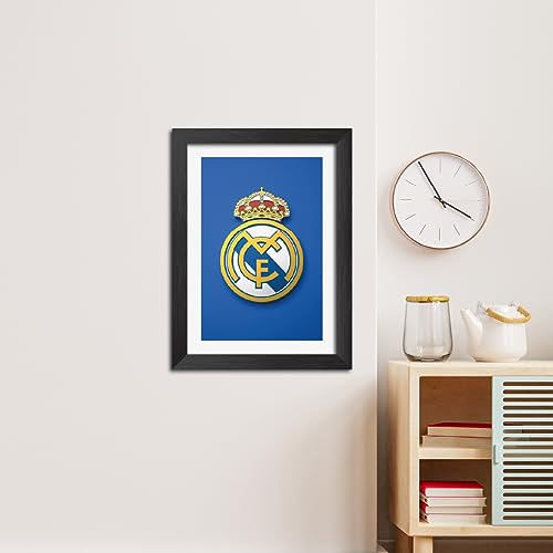 Image of TenorArts Real Madrid Poster Football 3D Textured Logo Print Laminated Photo Frame Painting with Matt Finish Black Tectures (9 inches x 12inches)