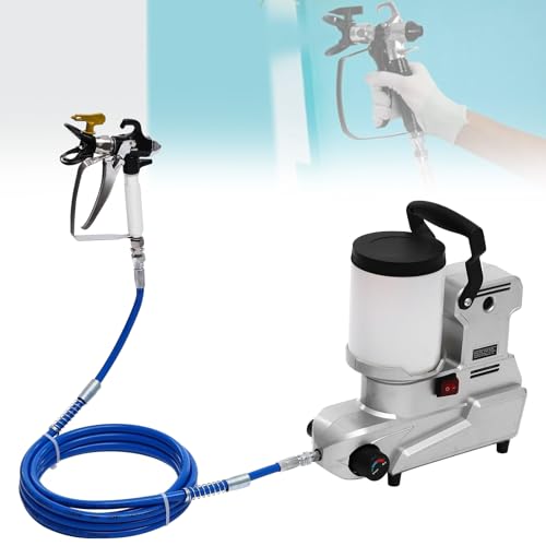 Pulverizador de pintura sin aire de alta presión, pulverizador de emulsión de 1600 W con recipiente de 2 litros, flujo ajustable de 2,5 l/min para látex, pinturas a base de agua y aceite, interior