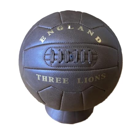 Antique leather style display football and stand with England Three Lions.. Makes a fantastic gift for England football fans.