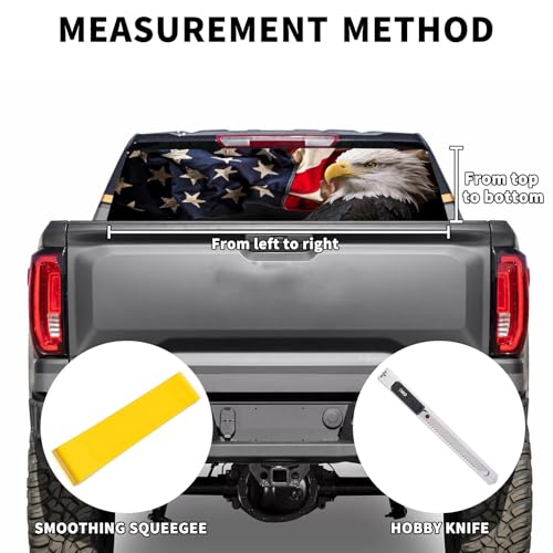 Image of Rear Window Decals for Trucks - 65x22 in Back Window Decals Fit Most Pickup Trucks SUV, Vinyl American Flag Back Window Decal Truck Rear Window Graphics for Personalized Decoration