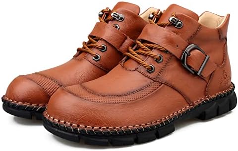 Honeystore Men's Motorcycle Booties Chukka Boots Lace-up Casual Shoes Brown 13.5 D(M) US Men | Image 5