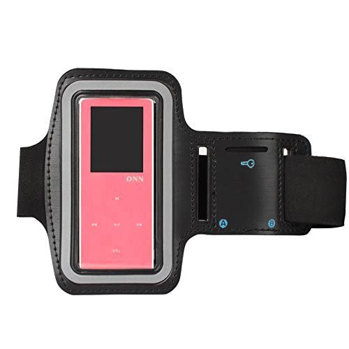 HONGYU Running Arm Band Sport Jogging Leather Armband Case Cover for MP3 Player Adjustable Gym Sports Armband (Black)