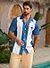 Hardaddy Men's Camp Collar Retro Vintage Bowling Button Down Shirt with Pocket Casual Short Sleeve Beach Shirts Summer Loose Fit Aqua Blue 3XL