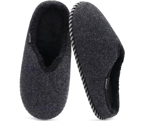 Image of KuaiLu Womens Supportive Memory Foam Slippers Felt Fuzzy Lined Heel Cushion Lightweight House Shoes for Indoor Outdoor