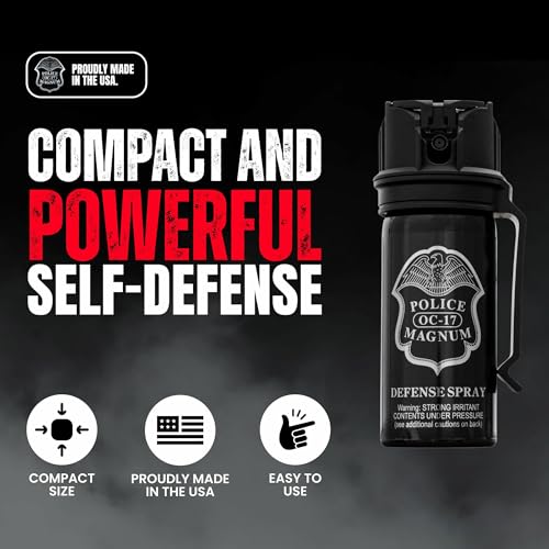 POLICE MAGNUM Pepper Spray Self Defense- Max Strength- 16ft Range- Portable Law Enforcement Unit - Made in The USA - 1 Pack 2oz Flip Top - Image 3