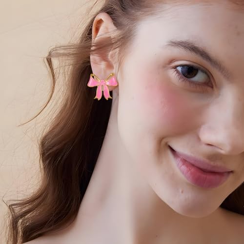 YUJIE Clip On Earrings Cute Bow Earrings for Women Black Pink Bowtie Non- pierced Jewelry3