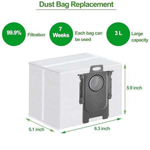Vacuum Dust Bags for Roborock S8 Pro Ultra, S8+, Q7 Max+, Q8 Max+, Q5 Max+, Q5+, Q5 Pro+, S7 Max Ultra, S7 MaxV Ultra, Q7+ Clean Base Automatic Dirt Disposal Bags, 3L Large Capacity - Image 2
