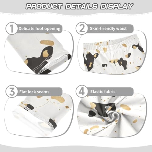 Gold Black Cow Skin Print Girls Casual Leggings for Kids Printed Long Pant Bottoms Stretch and Soft3