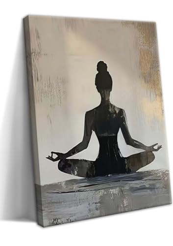 Framed Yoga Meditation Canvas Wall Art Minimalist Zen Silhouette Print