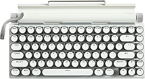 Taiahiro Retro Typewriter Keyboard, Mechanical Keyboard Wireless Vintage Keyboard with Upgraded Bluetooth 5.0, Multi Devices Connection Classical,Punk Round Keys for Desktop PC/Laptop Mac/Phone