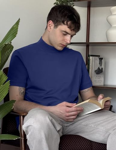 Image of COOFANDY Mens Mock Turtleneck Shirts Casual Premium Cotton Short Sleeve Shirt Basic Half Neck T-Shirts