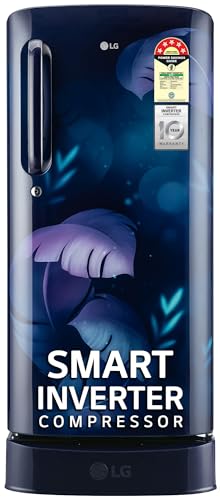 Image of LG 185 L 5 Star Direct Cool Smart Inverter Compressor Single Door Refrigerator (GL-D201ABIU, Blue ILAN, Moist N Fresh, Auto Smart Connect with Base Stand Drawer)