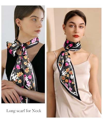 Hair Scarf Satin for women Long Silk Feel Scarf Neck Scarf Tie Bandana Headband Scarf Edge Wrap3
