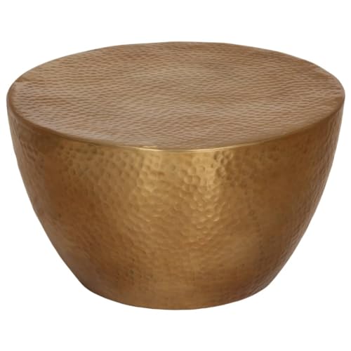 vidaXL Table Basse, Table d'Appoint, Bout de Canapé, Meuble de Salon Salle de Séjour Intérieur, Moderne, Martelée en Aluminium Laiton