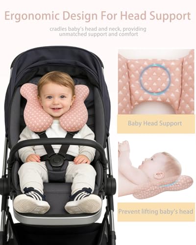 Image of KAKIBLIN Baby Travel Pillow, Upgraded Baby Neck Pillows for Car Seat, Infant Neck Support Pillow for Head and Neck,Newborn Head Support for Car Seat,Pushchair