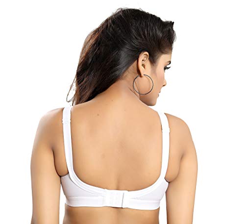Image of Fabme Women's Seamed, Non-Wired, Non-Padded, Full Coverage Bra (White) (Pack of 1)