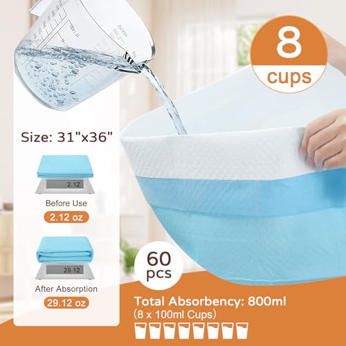Image of Large Dog Pee Pads 31x36 60 Count 6-Layer Absorbent Puppy Training Pad