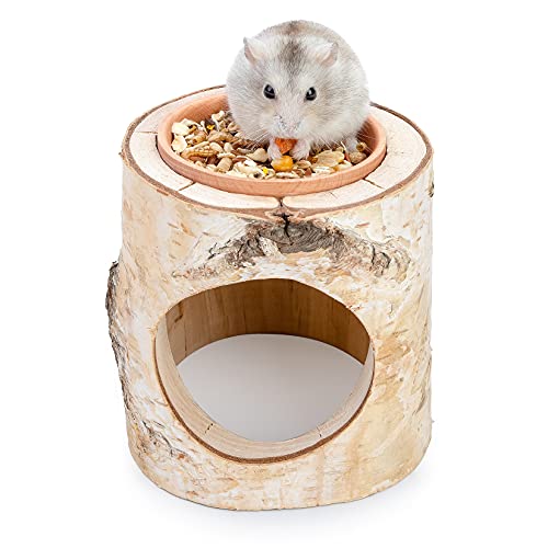 Niteangel Hamster Hideout Tree Trunk Tunnel For Dwarf Syrian Hamsters Gerbils And Small Animals (Tunnel Hideout W/Bowl) #TOP6