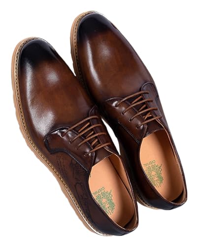 Santimon Men's Leather Dress Shoes | Stylish Lace-Up Oxford Shoes for Office, Weddings & Casual Wear | Comfortable Business Shoes with Premium Insole for All-Day Comfort