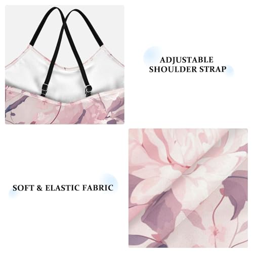 A Pattern of Flowers in Pink Kids Girls 1-Piece Swimsuit Beach Swimming Suits Adjustable Strap Quick Dry3