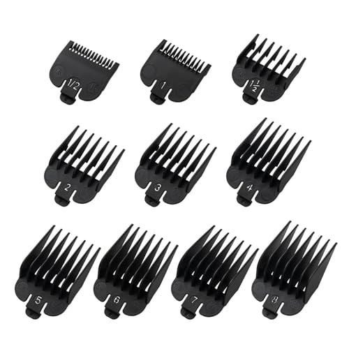 10 Pz Pettini per Tagliacapelli, Clipper Guide di Taglio Codificate, per la maggior parte dei Wahl Tagliacapelli Rasoio Elettrico(1,5-25 mm, Nero)