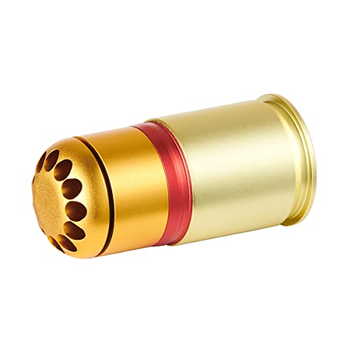 Lancer Tactical Short Aluminum 60 Round Airsoft 40mm Green Gas Shell（60rounds 40mm 3.2 inches, Green & Gold & Red）