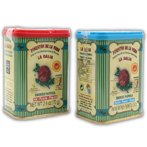 LalolaGourmet® - Pimentón Ahumado Español en Polvo - Dulce y Picante - Juego de 2 latas x 70 g- Con Tapa Dispensadora - Calidad Gourmet Premium - Producido en La Vera D.P.O. (Cáceres) -El Auténtico