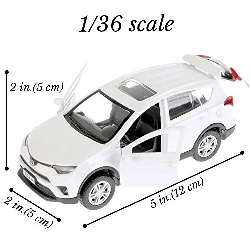 Diecast Toy Car Toyota RAV4 1/36 Scale Metal Model - White Сompact Сrossover SUV Russian Die Cast Toy Cars