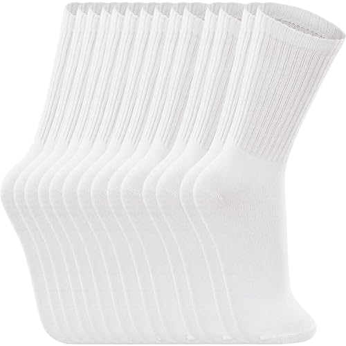 TRIFIL Kit 6 Pares Meia Esportiva Cano Longo Atolhada Calcanhar Verdadeiro Adulto, 6 Branco, 39-43