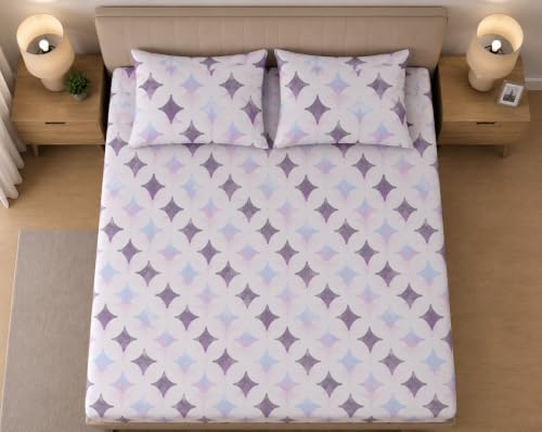 Image of Amazon Brand - Umi Elegant Printed Double Bedsheet 90x100 Inch | 100% Soft Cotton 160 TC | King Size Bed Sheet with 2 Pillow Covers 17X27