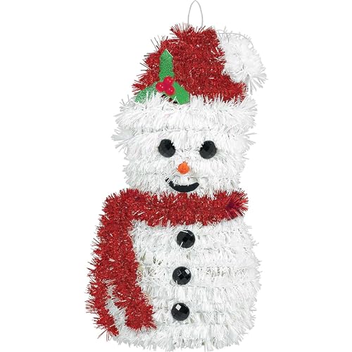 Amscan 3D Winter Snowman Christmas Hanging Tinsel - 6.5' x 3.5', 1 Piece | Perfect Decoration for Christmas Holiday Cheer
