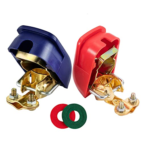 SUNSHINETEK 1 Paar Autobatterieklemme Schnellspanner Batterieklemmen Klemmen Positive & Negative Anschlüsse 12V Batterieklemmen Klemmen Anschlüsse für Auto Wohnmobil Motorrad Boot Cover