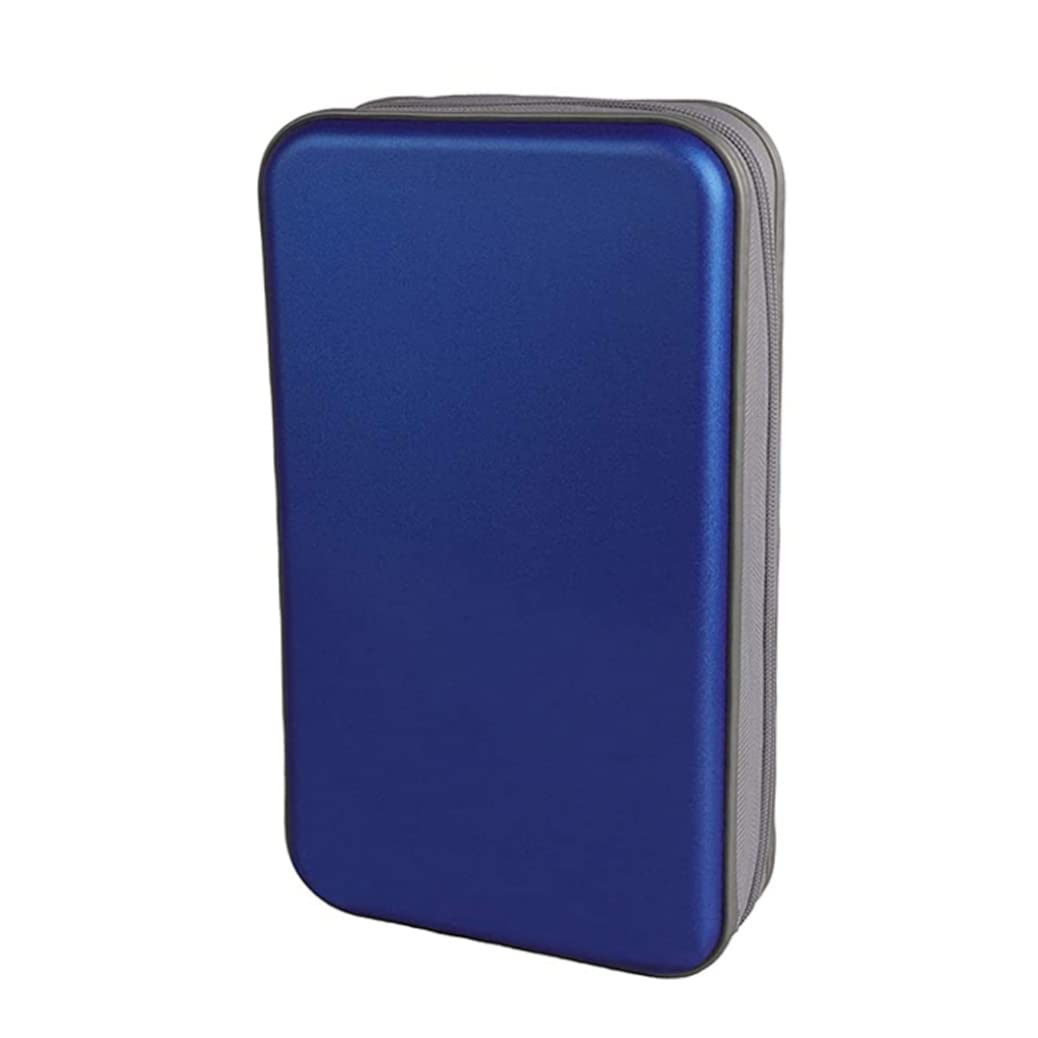 Imooreshine CD Holder CD Case Wallet DVD Binder DVD Organizer Storage Bag Hard Plastic 80 Capacity Portable Blue