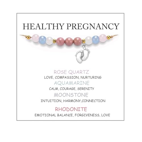 PINCHUAN Healthy Pregnancy Gifts Healing Crystals Pregnancy Bracelet Healthy Pregnancy Bracelet New Mama Bracelets Pregnant Mom Gifts Pregnancy Gift for Expecting Mom Mothers Day-Silver
