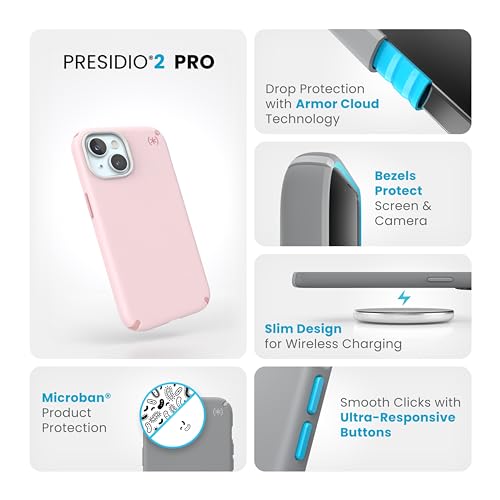 Image of Speck Pink iPhone 15 Plus Case - MagSafe Presidio2 Grip