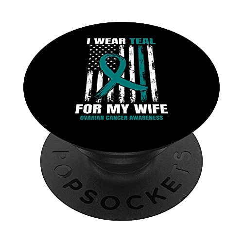 Sarcelle/Ovarian Cancer Products Wife Drapeau américain PopSockets PopGrip Interchangeable
