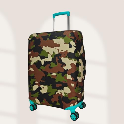 Image of Printed Polyester Suitcase Cover Stretchable Luggage Protector Trolley Bag Cover Travel Accessory (Fougi Brown-S,M)