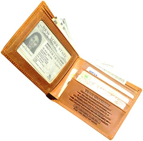 Generic Brands Mens Wallet to My Grandson,Personalized Engraved Wallet for Men,Best Idea Gifts for Boys Graduation Back to School,Christmas,New Years Gift