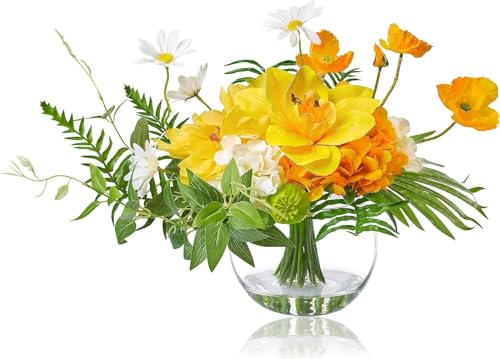 Stunning Floral Round Bowl Vases, Artificial Flowers, Suitable for Summer