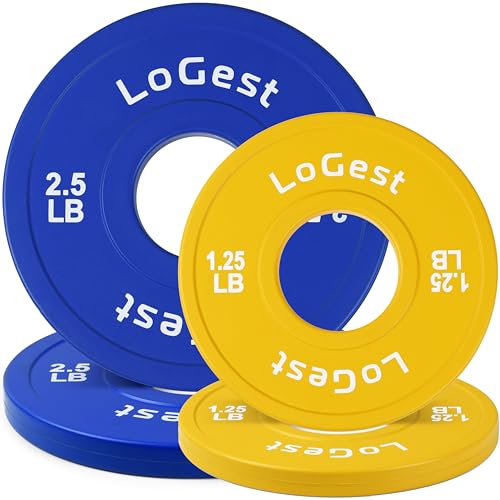 Logest Pair Olympic Plates - Barbell Weights Set of 2 Weight Plates for Olympic Bars Perfect for Strength Training Plates Exercise Balance Increase Available in 0.50LB 1.25LB 2.5LB 5LB 7.5LB 10LB Weight Plate (1.25-2.5 LB (4 Piece Set))