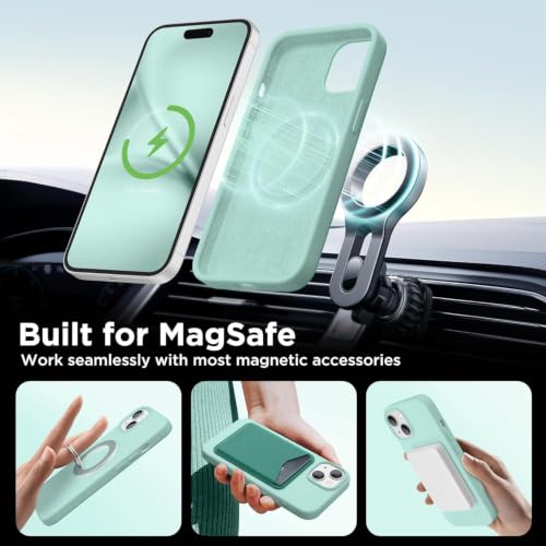Image of DIZORO Magnetic for iPhone 17 Case, Compatible with MagSafe, Integrated Silicone Camera Control Cover, Thicken Shockproof Drop Protection Phone Case for 17, Mint Green