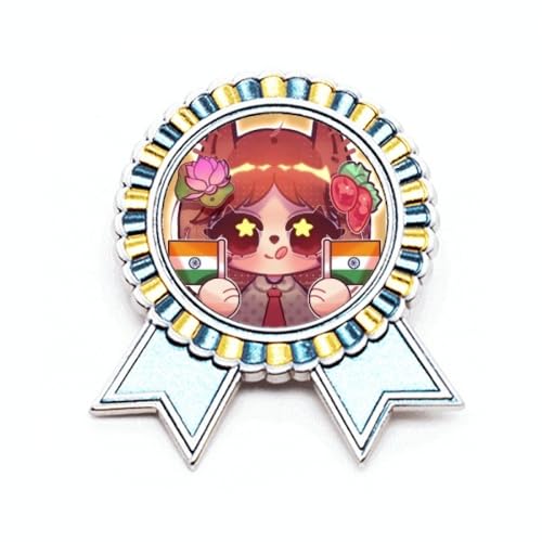 Broche écureuil drapeau lotus en métal taille M pour accessoire veste
