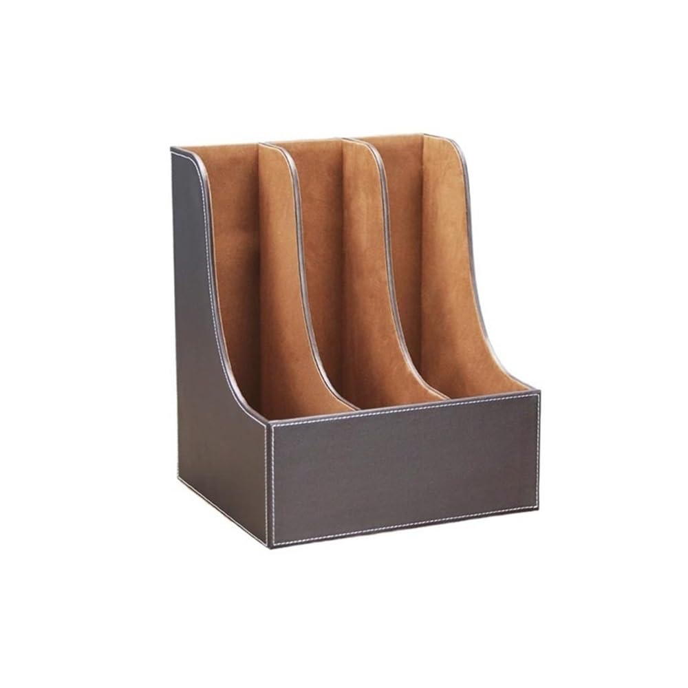 J9V4G6S3B5 Desktop File Rack Leatherette Desktop File Folder Organizer and Document Stand Journals Magazine Rack(Bruin)