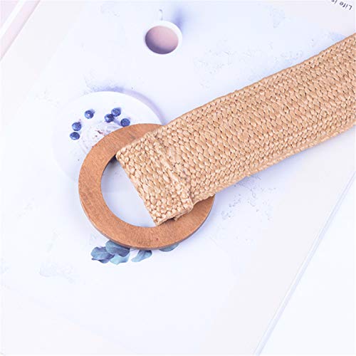 Andongnywell Women's Wide Elastic Stretch Waist Belts Braided Cinch Belt with Round Buckle for Dress Jeans2